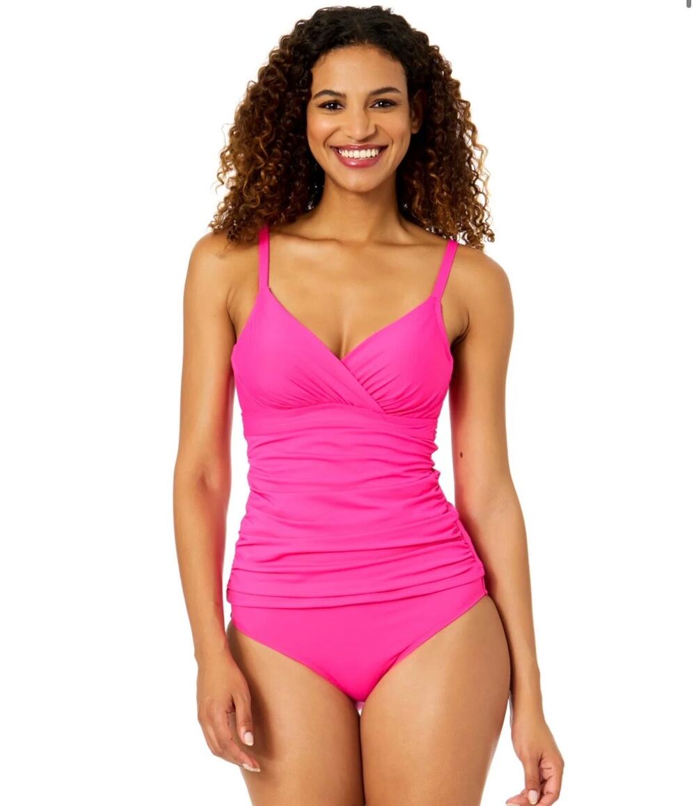 New Anne Cole Live In Color Twist Front tankini & high waist convertible bottoms